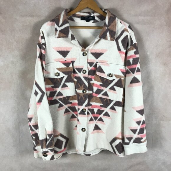 SANCTUARY Women's Aztec Fleece Shirt Jacket Shacket Size 1X - Picture 3 of 9